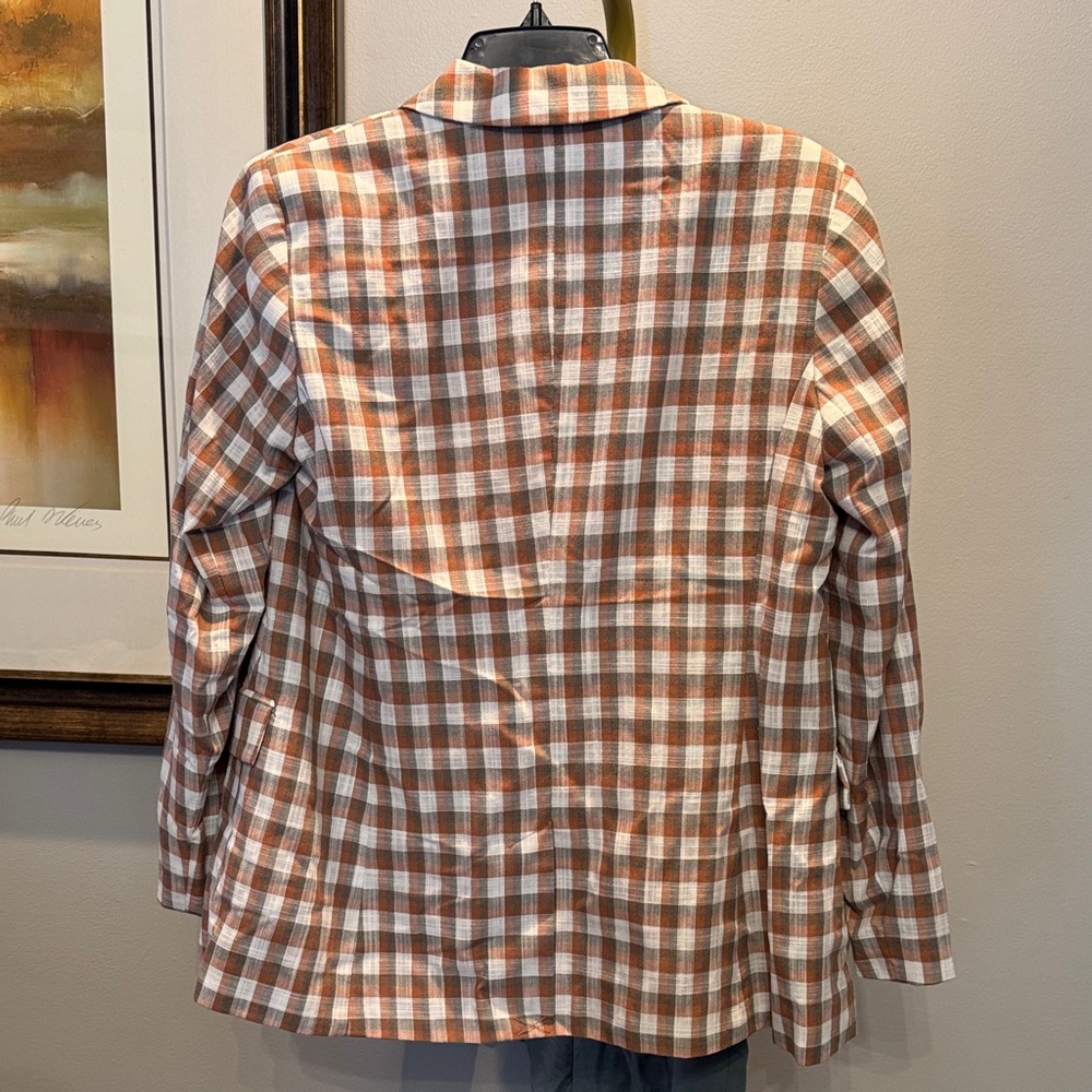 Nine West Plaid Blazer in Orange and Cream with Teal shorts set M - Picture 10 of 16